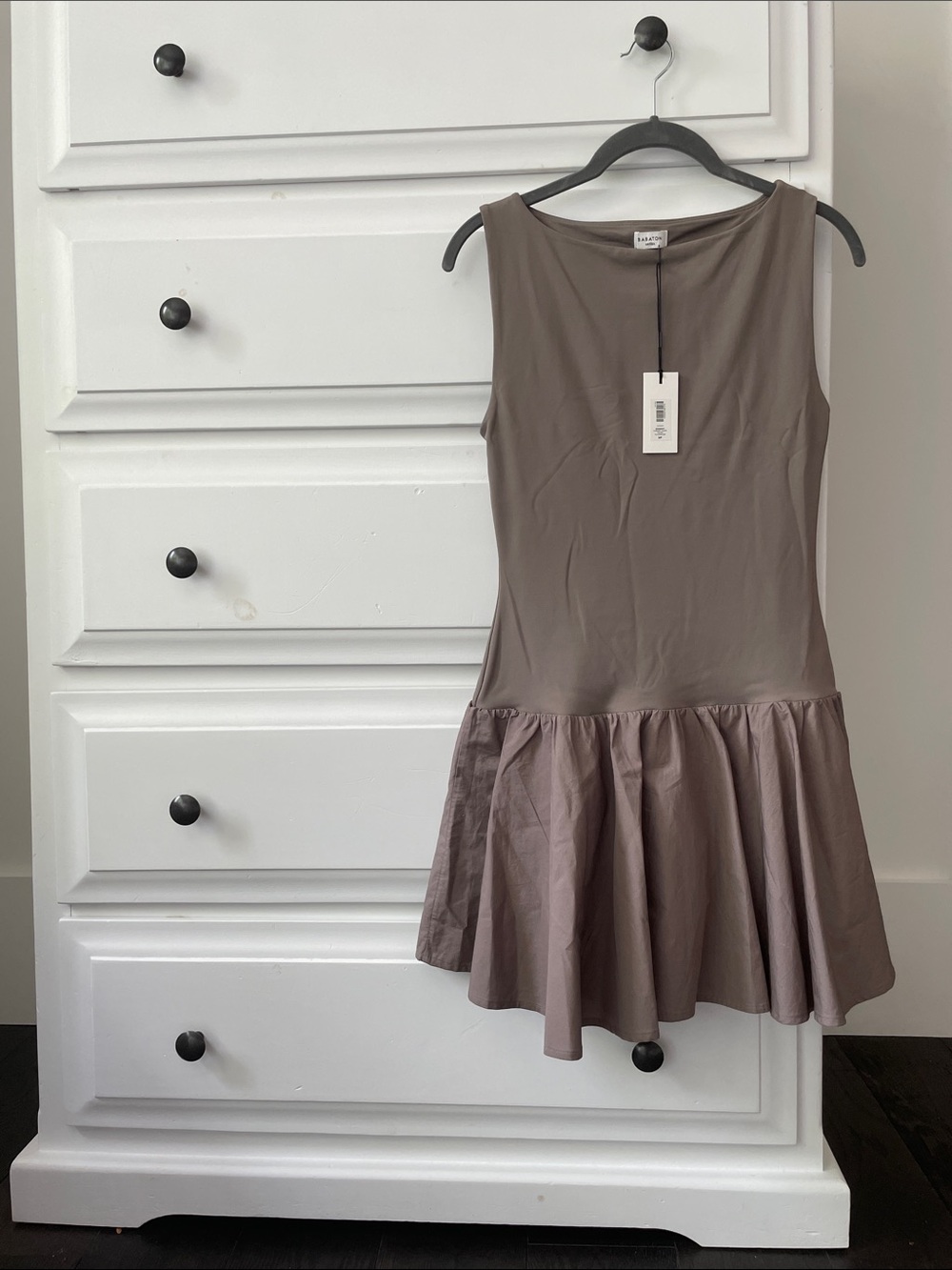 Aritzia Babaton Segment Poplin Mini Dress in Turner Taupe